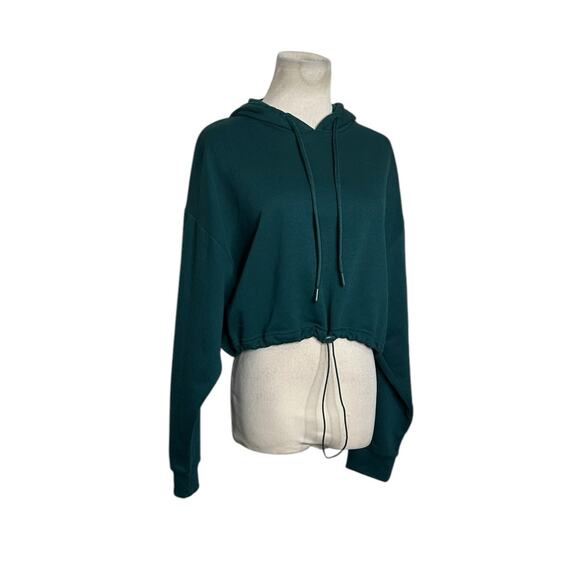 ZARA green long sleeves cropped hoodie sweatshirt size Medium - Picture 10 of 13
